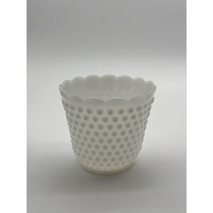 Vintage White Hobnail Milk Glass Ruffled Rim Tumbler Holder Decor Accent